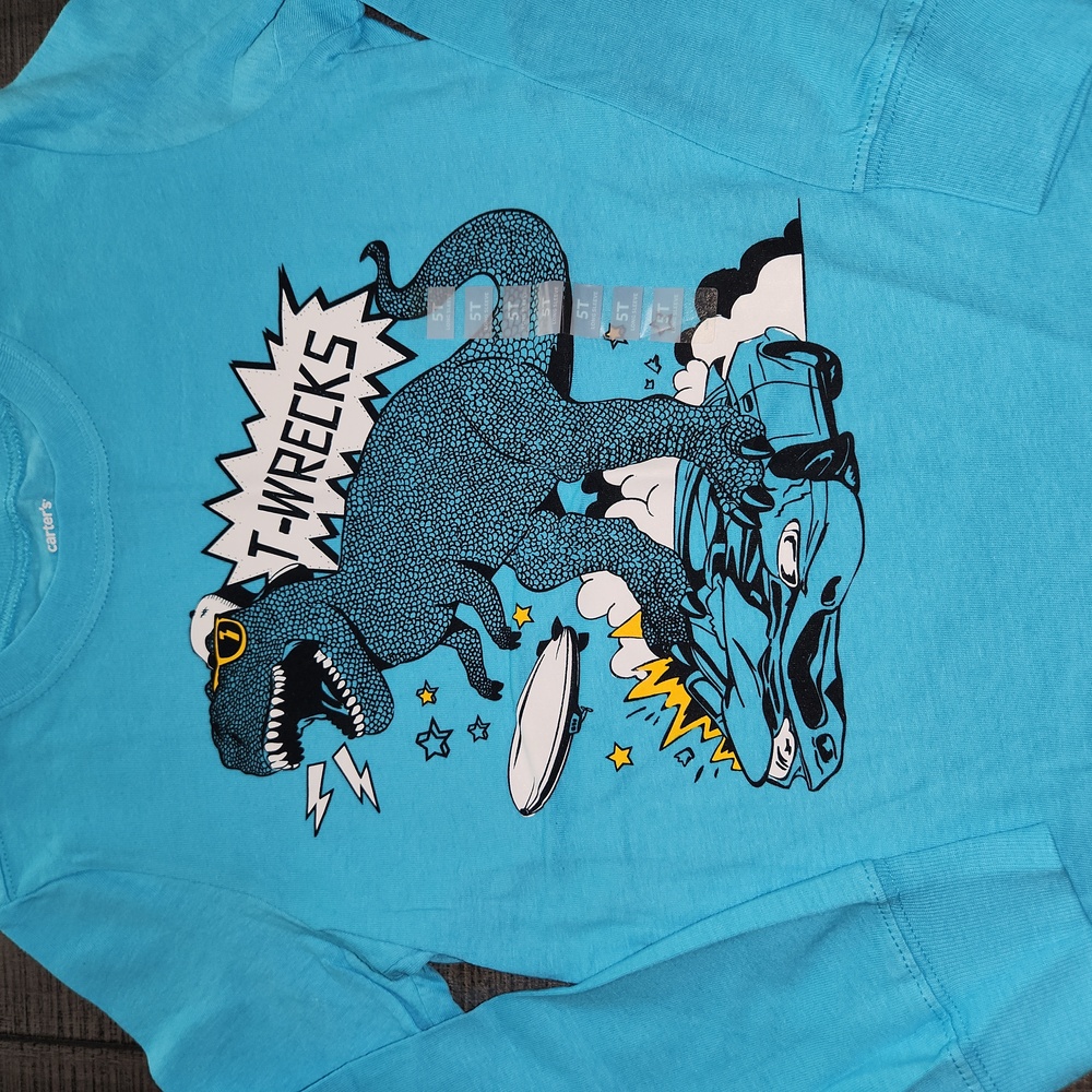 NWT Carter's T-Rex Graphic Long Sleeve Tee - Picture 3 of 3